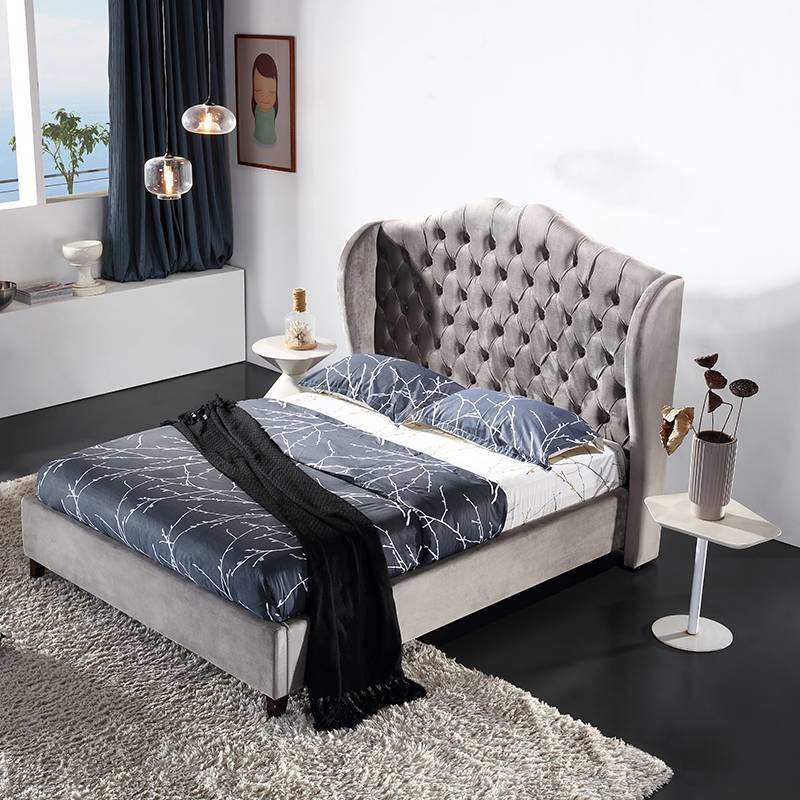 Hotel bedroom furniture king size wood double bed designs with box G1809#