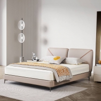 Leather platform upholstered european luxury bed GD007#